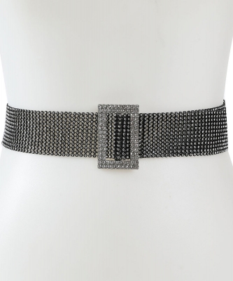 Rhinestone Fashion Belt W/ Square Buckle BT320040 BLACK